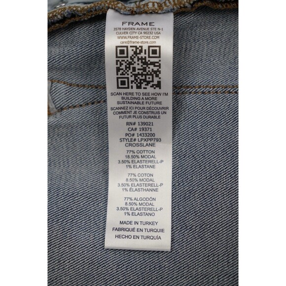 FRAME Le Pixie Palazzo Jeans Crosslane Wash Wide Leg Denim Size 32 - Picture 5 of 6